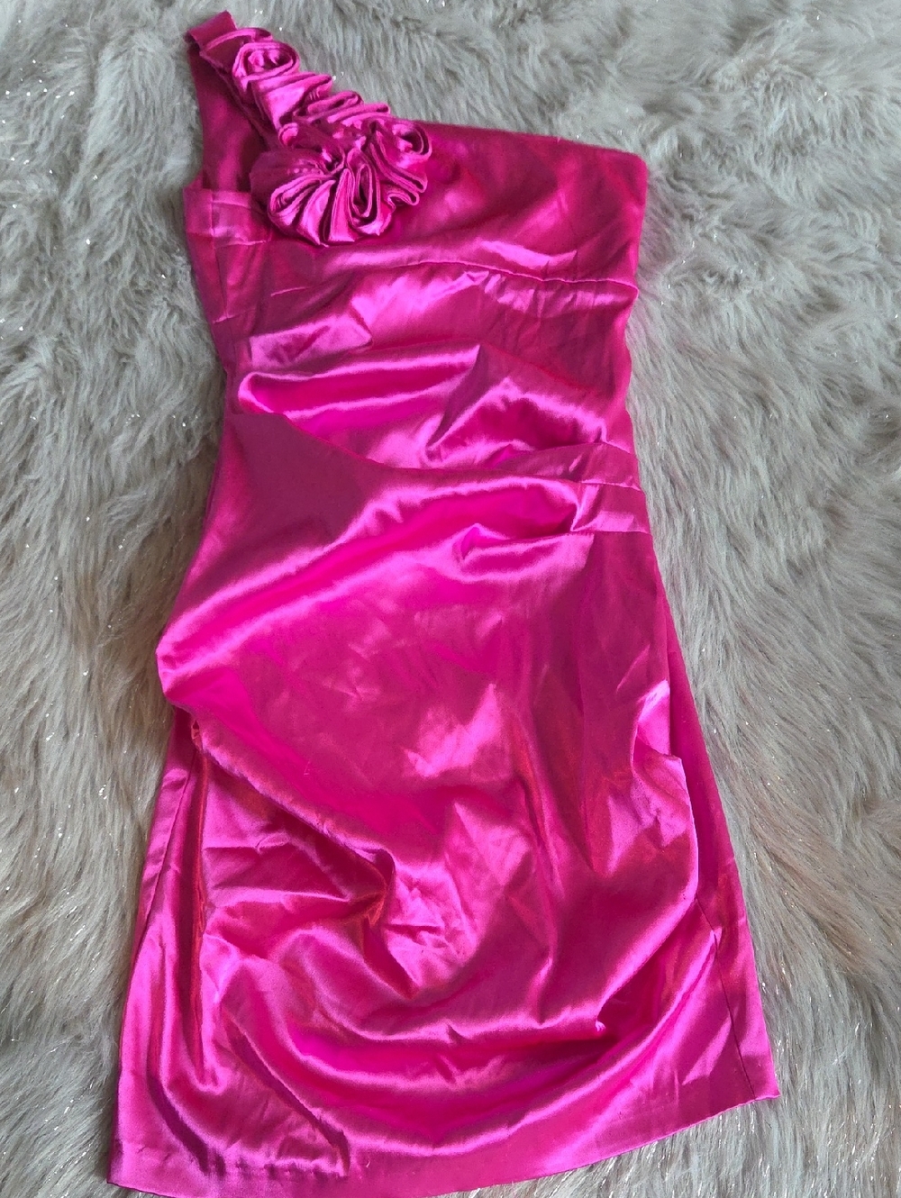 B. Darlin Vibrant Pink Satin Dress